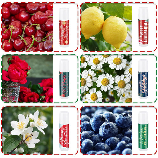 36 Pcs Lip Balm Bulk Easter Basket Stuffers Christmas Gifts for Kids Holiday Lip Balm Moisturizing Stick Lip Care Multipack Flavored Lip Balm for Party Supplies in 6 Flavors (Santa Claus)