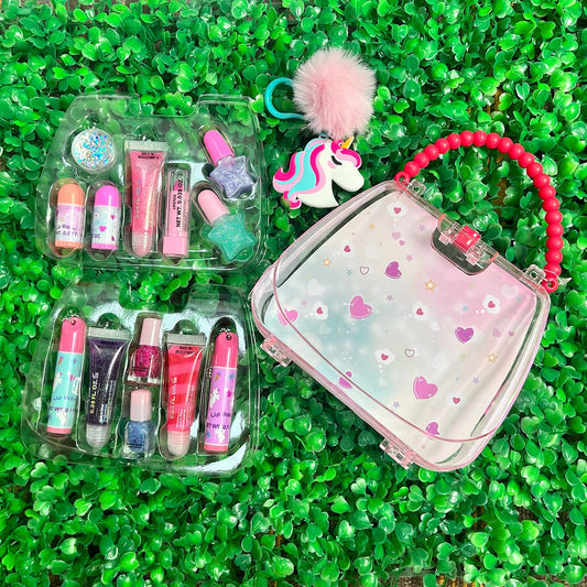 M&U 13Pcs Lip Balm and Nail Polish Gift Set for Kids Age 6-12, Abssorted Favors Moisturizing Lip Care Balm Tubes for Girls and Women, Washable Real Makeup Safe & Non-Toxic