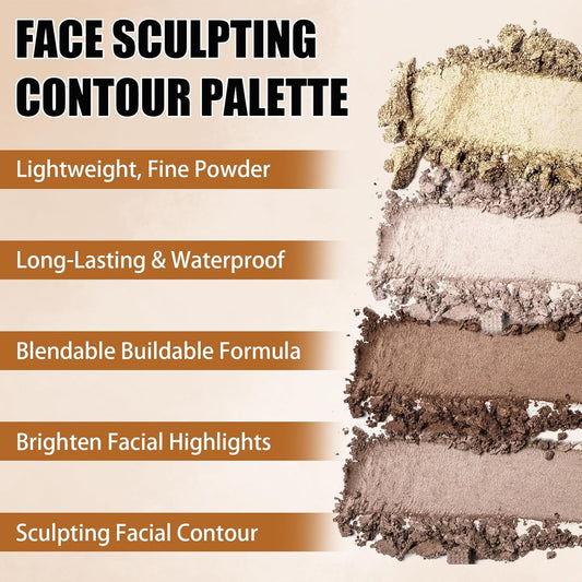 Brown Face Contour Palette,Stereo for Face Retouching, Eye Shadow Matte Highlighting Shadow Finish Palette, Natural,Low Saturation Makeup Contour Face Palette