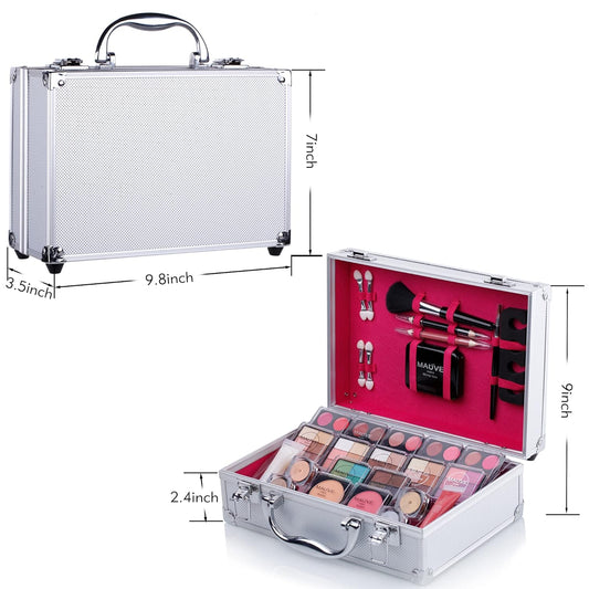 Makeup Kit for Girls and kids 8-12 Carry All Makeup Train Case with Pro Makeup for Teens Women Full Starter Cosmetics Set (SILVER)