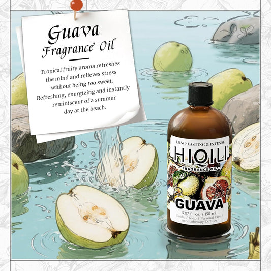 HIQILI Guava Fragrance Oil for Candle, Soap & Bath Bombs Making, Long-Lasting Fruity Scent, and Indoor Diffusers Use - 5.07 Fl Oz