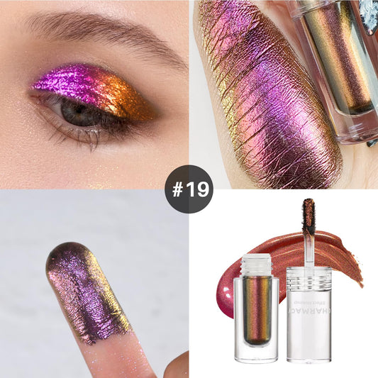 CHARMACY Liquid Duochrome Eyeshadow, Multi-Dimensional Eye Looks, Long Lasting Glitter Eye Shadow Sets Metallic Pigments, Quick Drying, Sparkling Shiny Eye Makeup for Beginners, 1.6g (#19)