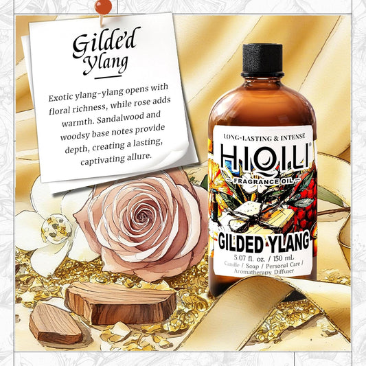 HIQILI Gilded Ylang Fragrance Oil for Making Candle, Inspired by Di's J'Adore, Car Air Freshener, Luxury Scents for DIY Women Perfume - 5.07 Fl Oz