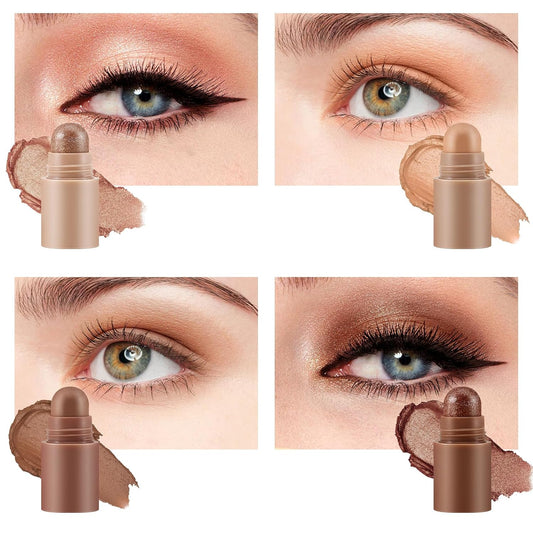 4 Color Eyeshadow Pencil,Glitter Eyeshadow Stick,Creamy Matte Eye Shadow Pen,Face & Eye Highlighter Pen,Highly Pigmented Crayon Nude Eye Shadow