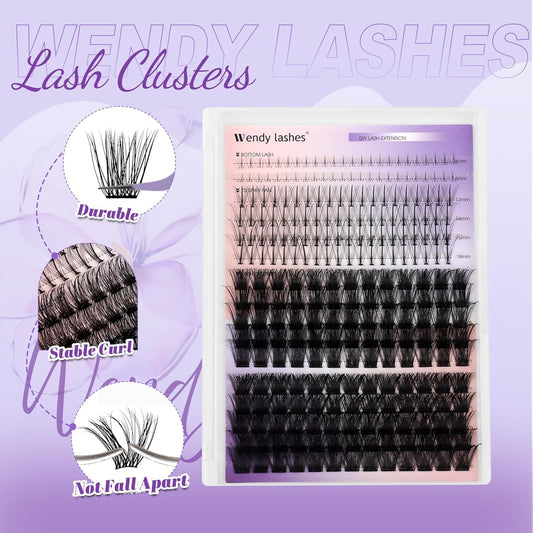 DIY Individual Lash Extensions Eyelashes Cluster Lashes 12-18 mixed D Curl Cluster Lash Nature Look Soft Wispy Cluster Eyelash Extensions(FD18+B-07-1218)