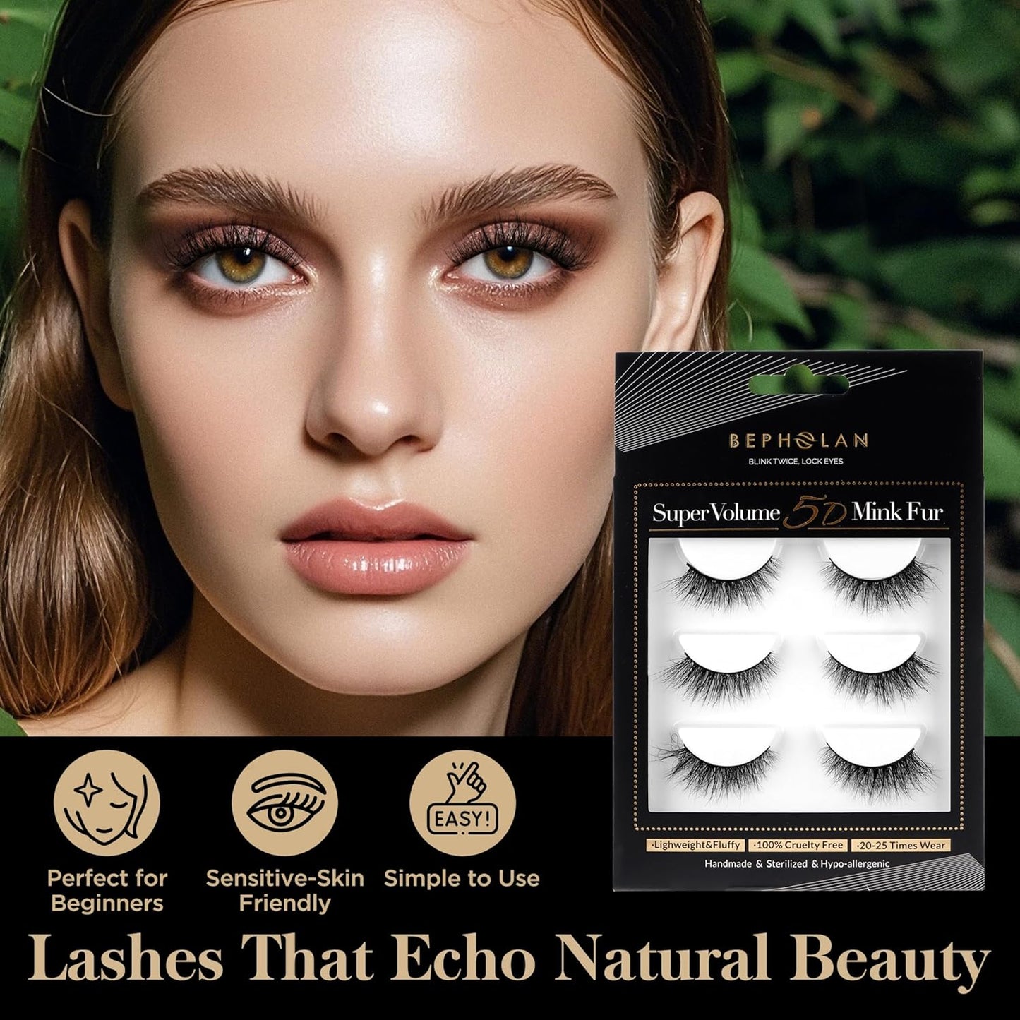 Lashes Mink Natural False Eyelashes - Bepholan Fake Eyelashes Natural Look 3-Pack Cat Eye Lashes Manga Eyelashes Fluffy,XMZ211