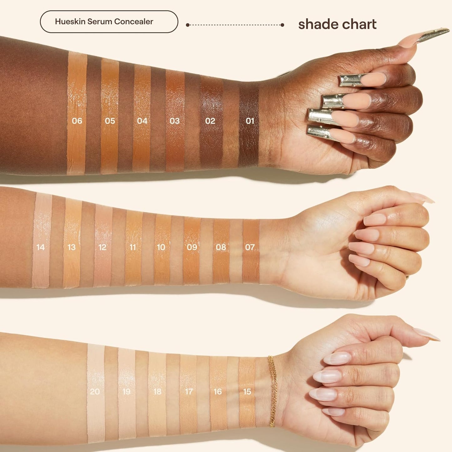 Live Tinted Hueskin Serum Concealer - Medium-to-Full Coverage Concealer with Niacinamide, & Hyaluronic Acid for Dark Circles, Fine Lines & Wrinkles, Buildable Long-Lasting Formula, 0.35 oz Shade 20