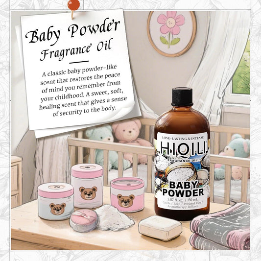 HIQILI Baby Powder Fragrance Oil - for Body Oils, Laundry Detergent, Candle, Perfumes & Soap Making, and Home Diffusers Use - 5.07 Fl Oz