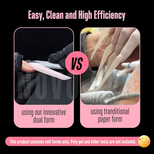 XXL XXXL Russian Almond/Coffin Nail Dual Forms for PolyGel Extension, NOT NAIL TIPS, Suitable for Harder/Builder/Poly Gel, Reusable Soft Gel Full Cover Molds 70 Pcs x 14 sizes