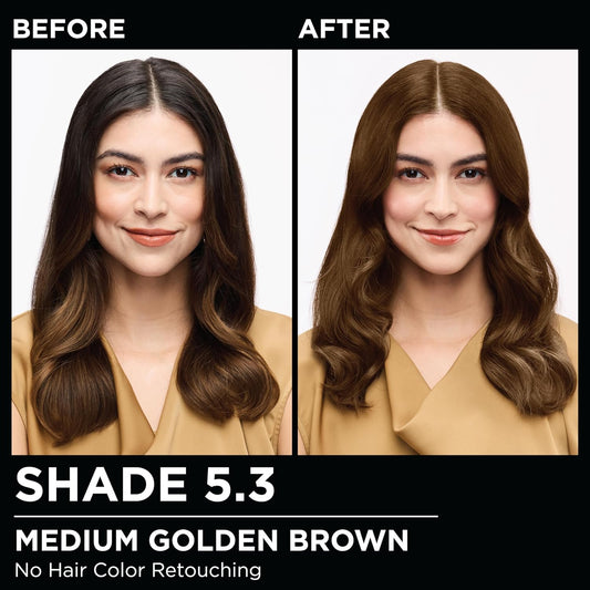 Garnier Hair Color Olia Ammonia-Free Brilliant Color Oil-Rich Permanent Hair Dye, 5.3 Medium Golden Brown, 2 Count (Packaging May Vary)