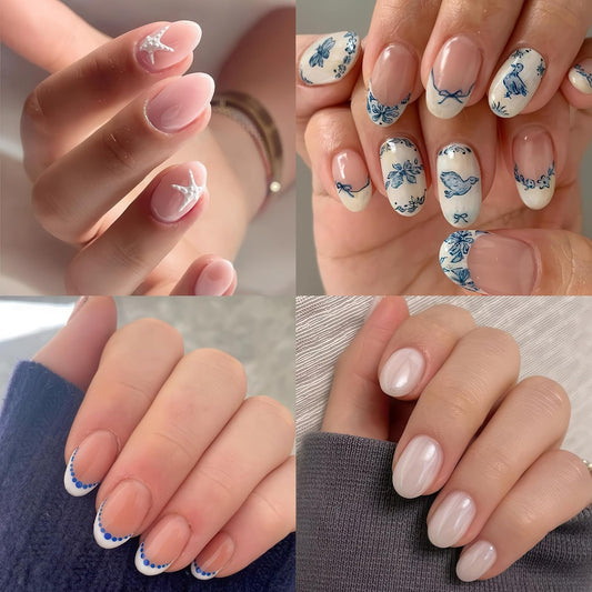 Short Oval Round Nail Tips: 360Pcs Soft Gel Pre-shaped Full Cover Half Matte Short Oval Gel Nail Tips Press on Fake Nails Acrylic for Nail Extension DIY Salon 12 Sizes