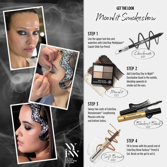 Revlon ColorStay Brow Fantasy, All In One Eyebrow Powder Pencil with Shaping Clear Gel, Gel Infused with Panthenol, Smudge-proof, 16HR Visibly Full Brows, 004 Dark Brown