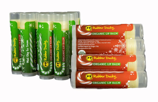 Rubber Ducky Carefree Natural Organic Lip Balm - Instant Hydration & Lip Moisturizer for Very Dry Lips - Vanilla Mint Lip Balm Flavor with Vitamin E - Vegan, Certified Organic Lip Care - 3 Pack