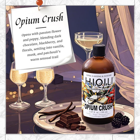 HIQILI Opium Crush Fragrance Oil for Candle, Soap Making, Floral Scent, Essential Oil Diffuser Use, Hair Care - 5.07 Fl Oz