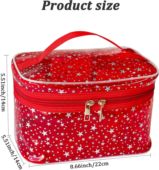 Holographic Makeup Bags Bulk,Clear Storage Bag Toiletry Pocket Portable Zippered Iridescent Pouch Waterproof Cosmetic Gift Bags for Women (Purple-L)