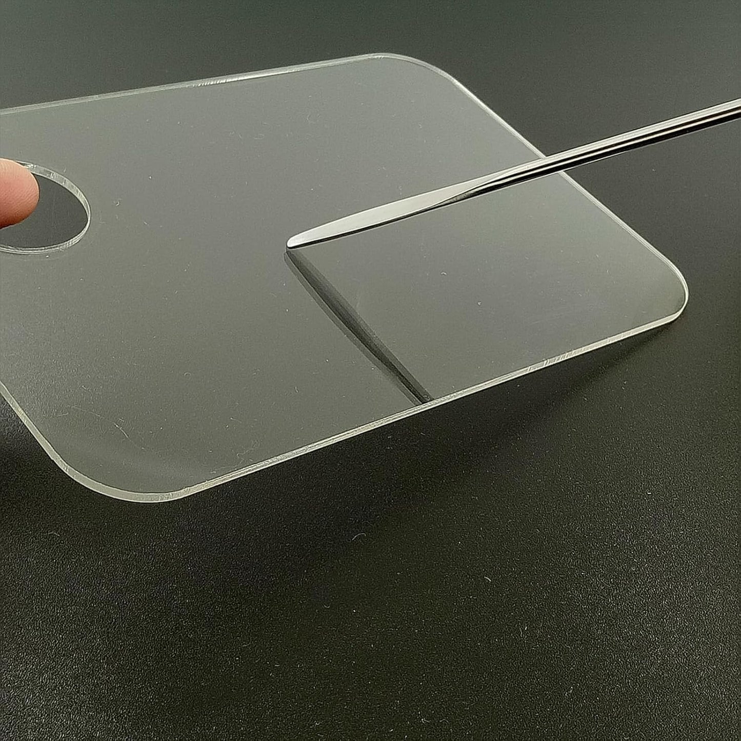 2 Pcs Acrylic Makeup Palette Makeup Mixing Tray with Makeup Spatula for Beauty Salon Color Cream Liquid Foundation Mixing Palette (Rectangular)