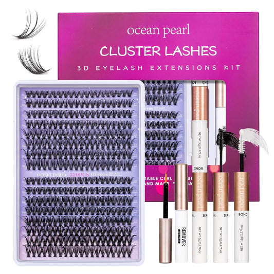 DIY Lash Extension Kit 320 Pcs Lash Clusters Kit Individual Lashes Natural 10-16mm C/D Curl with Bond Seal Tweezers Lash Glue Remover False Eyelashes for Beginner Eyelash Extensions at Home (30D+40D)