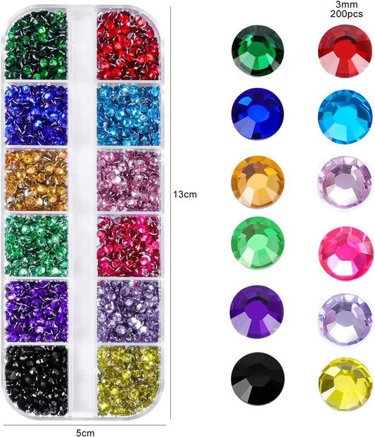Flatback Rhinestones Half Pearls for Crafting, 1.6-4mm Colorful Rhinestones and 1.5-6mm Small Pearls for Bedazzling, Clothes and Nails Art