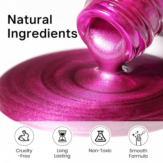 MIZHSE Rose Red Mirror Nail Polish, Quick Dry Metallic Nail Polish, Air Dry Fast Chrome Nail Lacquer Bright Color Oil-based Nail Art Manicure DIY Home