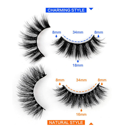 JIMIRE 20 Pairs False Eyelashes 2 Styles Mixed Fluffy Eyelashes Natural Volume Wispy Faux Mink Lashes Pack