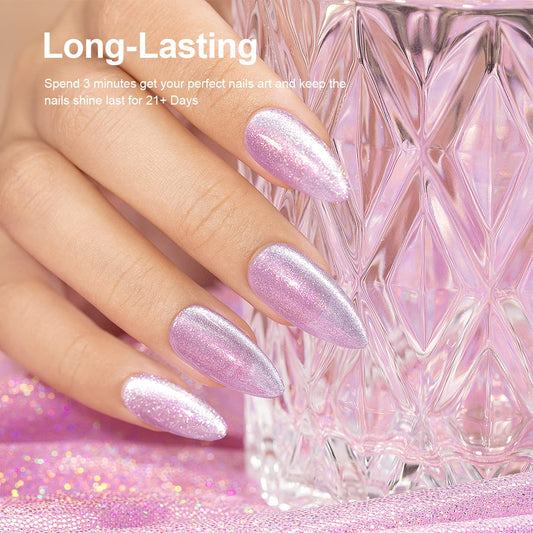 RARJSM Cat Eye Gel Nail Polish Aurora Light Color Velvet Silver Glitter Rose Red Galaxy Clear Shimmer Ice Gel Polish with Magnet Stick LED UV Curing Requires Soak Off Home Salon Single Bottle 15ml