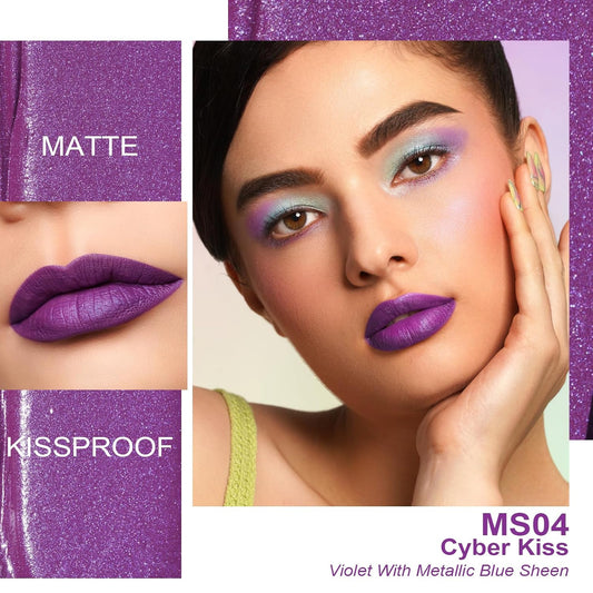 Oulac Matte Liquid Purple Lipstick for Women, Makeup Long Lasting High Impact Lip Color, Waterproof, Creamy Formula Lip stick with Vitamin E, Vegan & Cruelty-Free, 4.5ml (MS04)