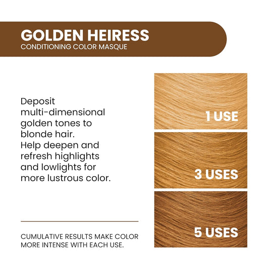 ALOXXI InstaBoost BROWN Color Depositing Conditioner Mask – Instant Temporary Hair Color Dye - Hair Color Masque for Deep Conditioning (Golden Heiress), 6.8 Fl Oz