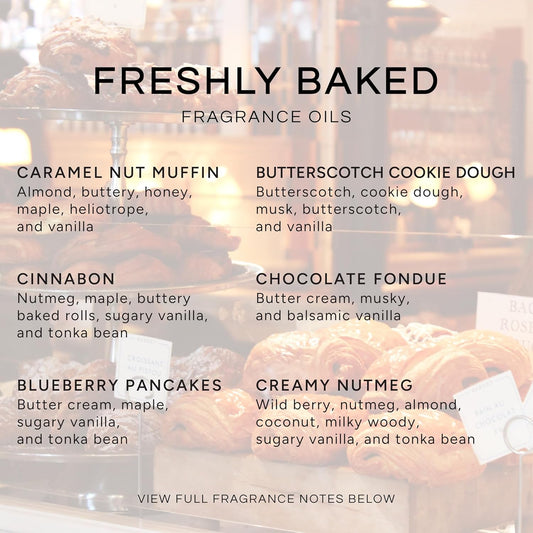 Eternal Essence Oils Freshly Baked Set of 6 Premium Fragrance Oils - Includes Blueberry Pancakes, Caramel Nut Muffin, Butterscotch Cookie Dough, Cinnabon, Chocolate Fondue, and Creamy Nutmeg - 10ML