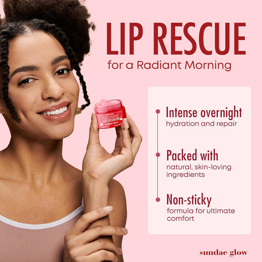 Apple, Pear, Cherry & Mint Lip Mask and Scrub - Dermatologist Tested, Hydrating & Exfoliating, Korean Skin Care, Nourishes, Softens & Brightens Lips - Vegan & Natural - 1 Pack