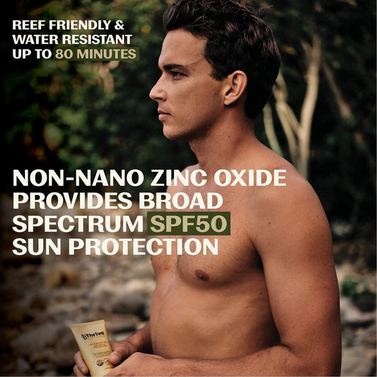 Thrive Natural Care Reef Safe Sunscreen SPF50 - Hawaii 104 Reef Act Compliant - Mineral Sunscreen Non-Nano Zinc Oxide - Vegan, (5.8 Oz (Pack of 3))