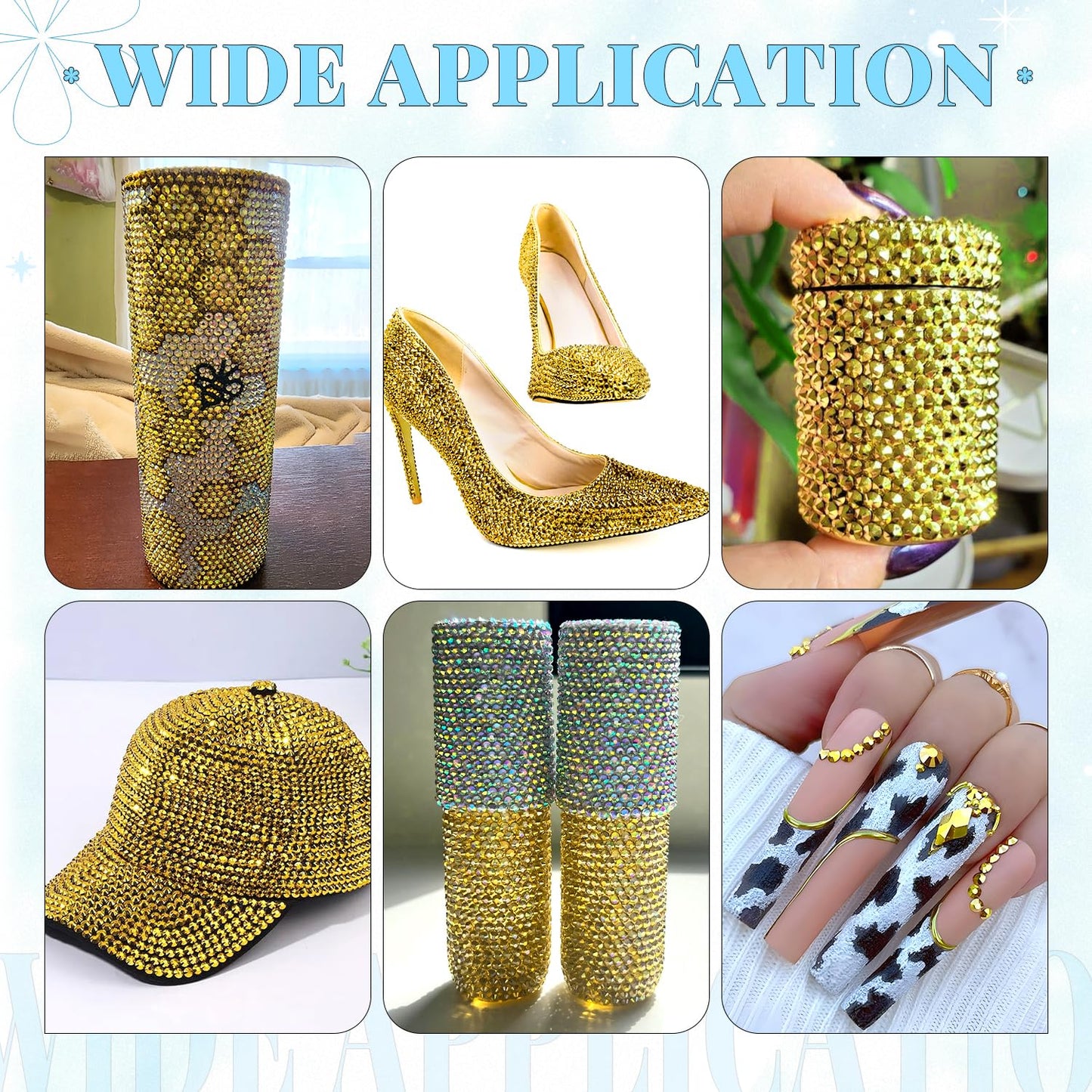 6000Pcs Resin Rhinestones for Bedazzling with 3Pcs B7000 Jewelry Glue, 1 Box Bright Gold Flatback Rhinestones for Crafting Crafts DIY, Crystals Gems for Clothing Shoes Tumblers Nail Art Makeup