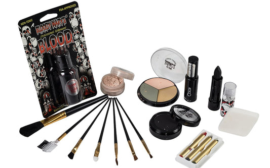 Bride Of Frankenstein Special Effects Makeup Kit - By Bloody Mary - Professional Halloween Monster SFX Makeup - Includes Lipstick, Foundation, Setting Powder, 3 Crayons, 4 Brushes, Eye Shadow & Sponge
