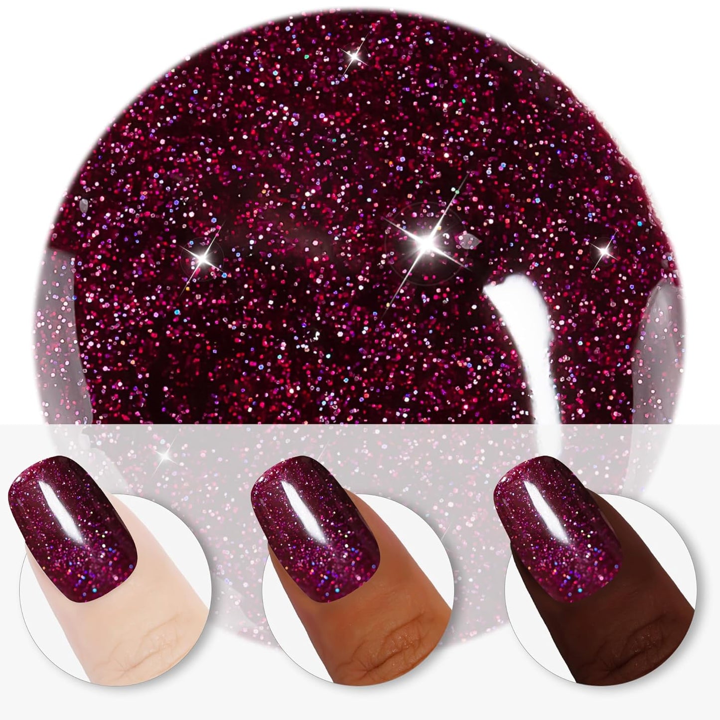 YTD Likomey Gel Nail Polish,15ml Colorful Wine Purple Glitter Fall Winter Dark Plum Shimmer Shiny Sparkly Salon Home DIY Manicure UV Color Varnish,SF402