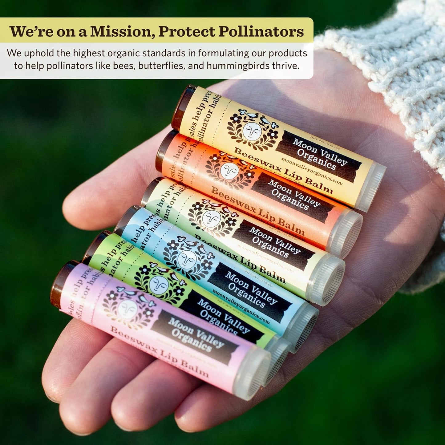 Moon Valley Organics Beeswax Lip Balm for Moisturizing Lips and Cuticles (VELVETY VANILLA, 6-Pack)