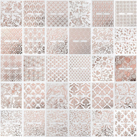 30 Sheets Rose Gold Lace Line Nail Stickers 3D Self Adhesive Nail Art Charms Sticker Decals for Crafts Supplies Accessories (ST-RG)
