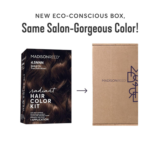 Madison Reed Radiant Hair Color Kit | 4.5NNN Darkest Brown with Warm Tones (Barletta Brown) 100% Maximum Gray Hair Coverage | Permanent Hair Dye for Resistant Grays | PPD-Free & Ammonia-Free |1 Pack