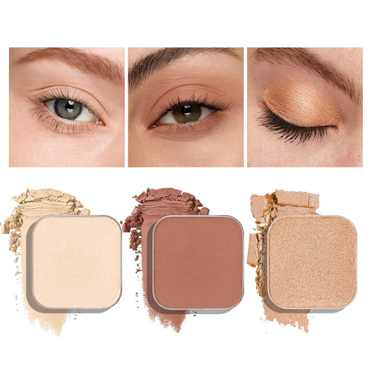 3-Color Eyeshadow Combo Pack – Matte & Shimmer Neutral Shades,Powder, Highly Pigmented, Long-Lasting, Refills Pans for Custom Magnetic Palette