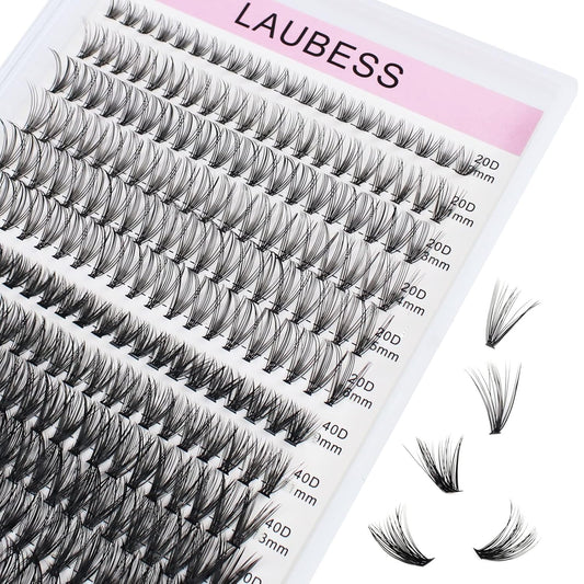 Eyelash Clusters LAUBESS Lash Clusters Individual Lashes Cluster Eyelash Extensions DIY at Home Waterproof Cluster Lashes (20D/40D-D-Mix9-16)
