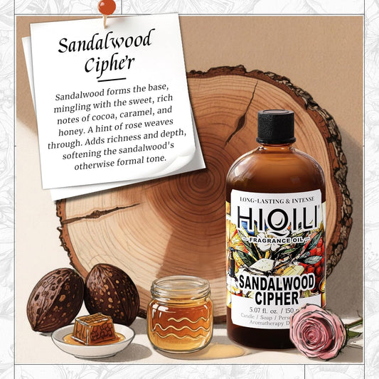 HIQILI Sandalwood Cipher Fragrance Oil for Diffuser, Inspired by Srge-L.tens StalMajus-cvle, Candle & Soap, Perfume & Body Oil Making- Have Gourmand Notes, Long-Lasting- 5.07 Fl Oz