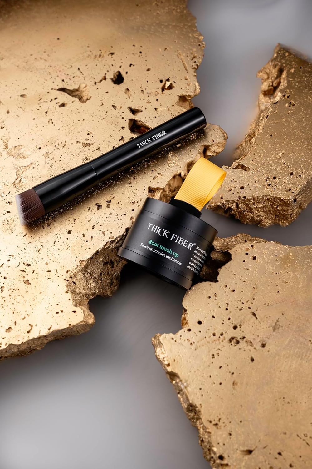 THICK FIBER Root Touch Up Concealer - Hairline Powder for Thinning Hair, Water & Sweat Resistant Hair Loss Cover Up Set with Brush (Light Blonde)