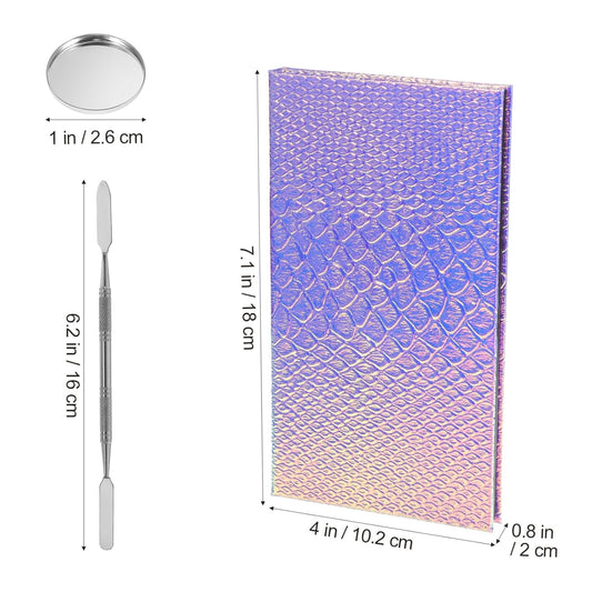Beaupretty Empty Magnetic Eyeshadow Palette Mermaid Makeup Palette with Mirror Round Metal Pans and Depotting Spatula Set