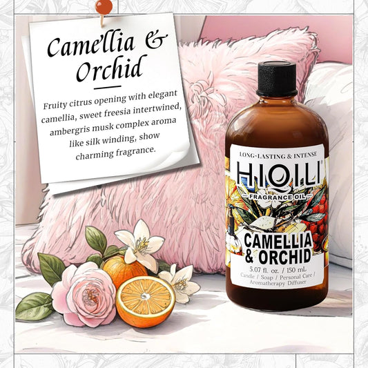 HIQILI Camellia and Orchid Fragrance Oil for Candle, Soap and Perfume Making, Add to Shampoo & Body Lotion, Floral Scents- 5.07 Fl Oz