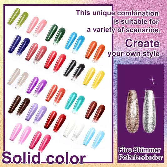 Gradient Painting Gel, 24 Gliter Colors Ombre Gel Nail Polish for Pigment Pat Silver&Gold Aura Nails, French Manicure DIY Nail Art Long-lasting No-wipe Palette B