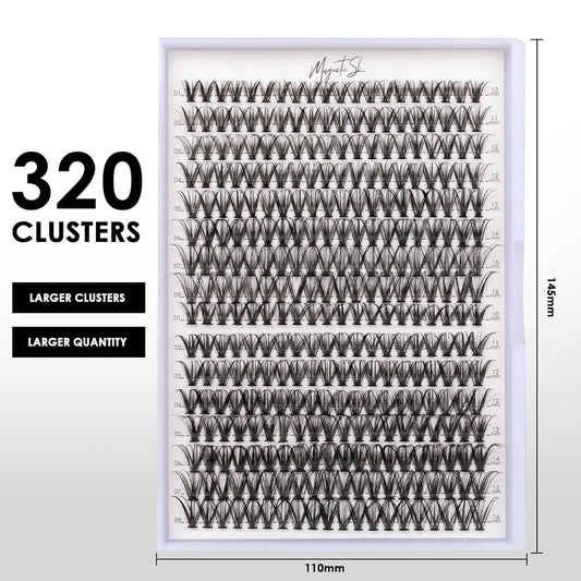 Lash Clusters 320pcs Individual Lashes 30D&40D DIY Lash Extensions D Curl Lash Clusters False Eyelashes Natural Look 10-16mm Mix Cluster Eyelash Extensions EASY TO USE (30D+40D-0.07D)