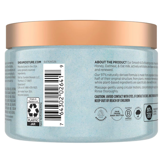 SheaMoisture Shea Sugar Body Scrub Manuka Honey Oatmeal for smooth & exfoliating Smooth and Exfoliating Body scrub with 24h shea moisture nutrients 12 oz