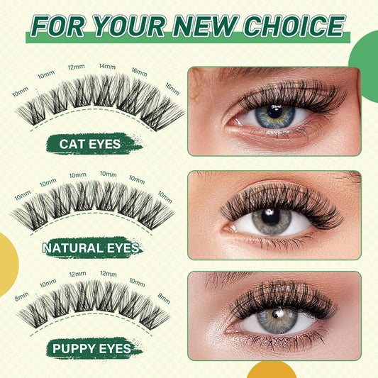 DIY Lash Extension Kit KEYYOU 144pcs Lash Clusters Eyelash Extension Kit with Mascara Brush Bond and Seal Lash Glue Remover Lash Applicators Lash Brush for DIY Lash Extensions (Y01 Kit)