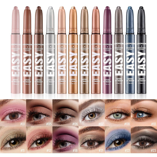 Jolilab Eyeshadow Stick Set, 4 Colors Matte Professional Bright-Colored Contouring and Highlight Stick, Cream Waterproof Long Lasting High Pigmented Eye Shadow. (4, 01+05+06+07)