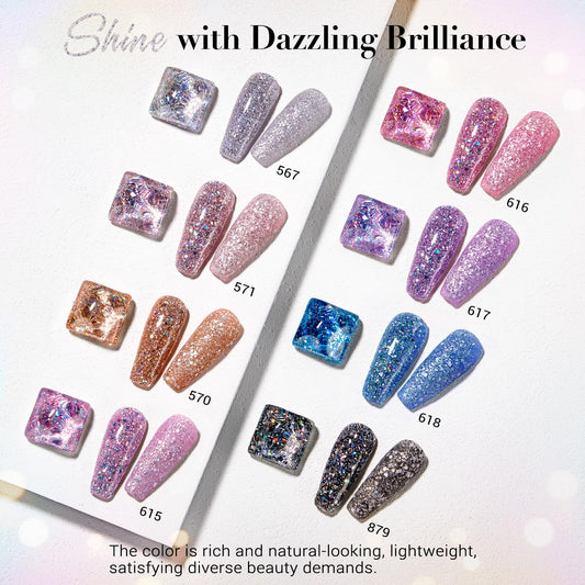 AZUREBEAUTY Dip Nails Powder Starter Kit, Silver Pink Blue Purple Black Shiny Chrome Platinum 8 All Season Colors with Nail Sticks, Base Glossy/Matte Top Coat Activator Liquid Set Manicure Art 30 PCS