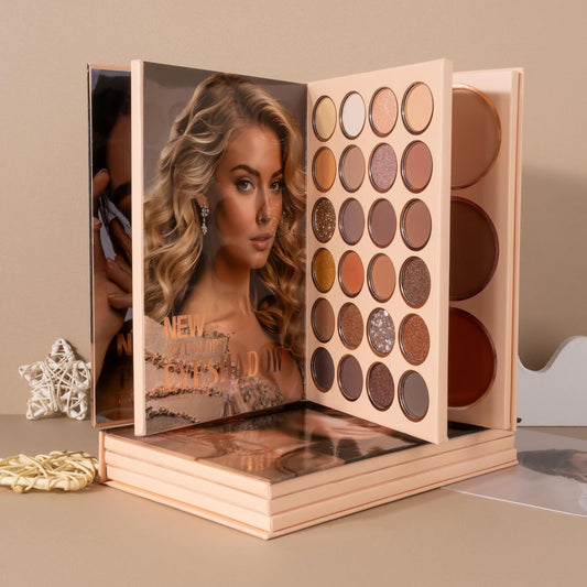 4-Layer Multi - Functional Beauty Book Kit- Style Makeup Palette Ingeniously Combines Eyeshadows, Blushes, Highlighters, Contour Powders In One,Best Choice for A Gift for Women (U150B)
