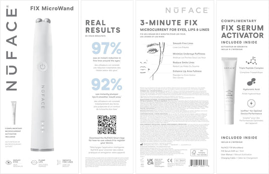 NuFACE FIX MicroWand Microcurrent Facial Device, FDA Cleared - Eyes, Lips & Lines Treatment with Serum Activator - Lip Plumper, Eye Depuffing Wand, Wrinkle & Smile Line Reducer, 3 On-the-Go Modes